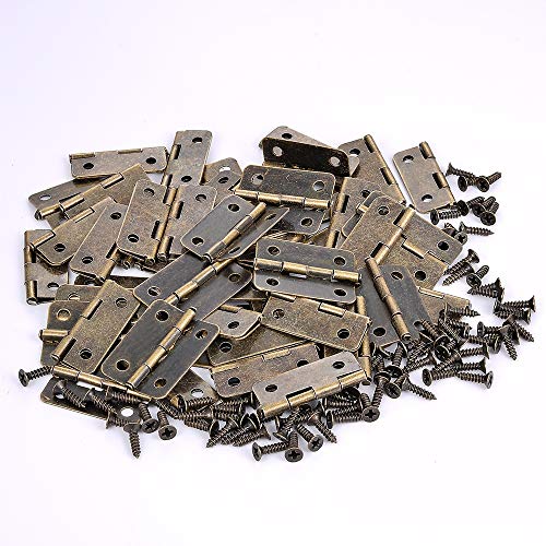 100Pcs Mini Antique Brass Hinges for Jewelry Box Bird House Handmade Crafts - color: Bronze