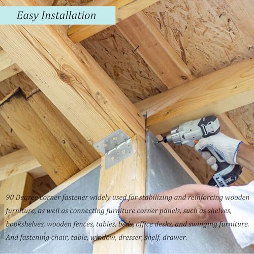 4 PCS Corner Brace, Reinforing Angle, Versatile Carbon Steel Corner Brackets, Heavy Duty Brace with Adjustable Slot Holes, 90 Degree Brackets for Wood Furniture Cabinet