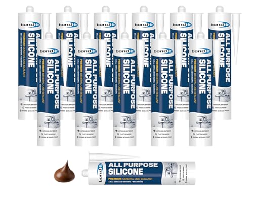 Bond It All Purpose Silicone, Sealant, 10 oz, Pack of 12, Brown - color: Brown