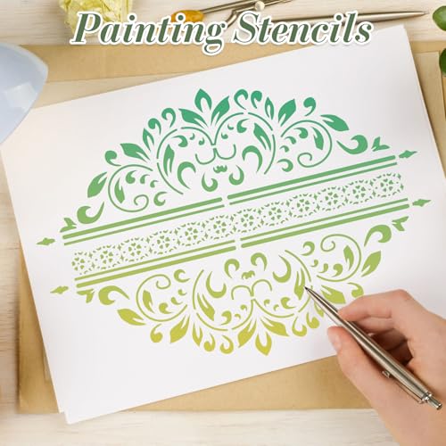 Mandala Stencils for Crafts Reusable 12Pcs Stencils(11.4X8.2 Inch) - color: Mandala