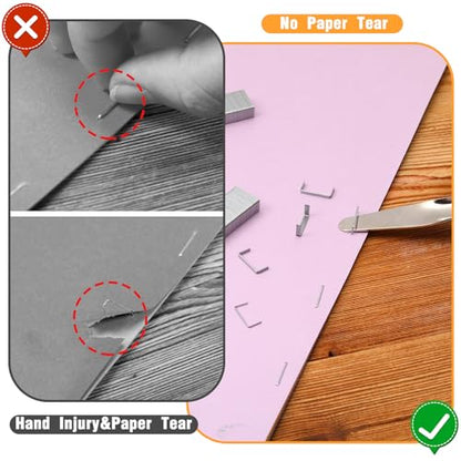 Zonon 6 Pcs Office Staple Remover Tools No Tear Push Style Staple Puller Stainless Steel Flat Staplers for Office Home Business, Silver