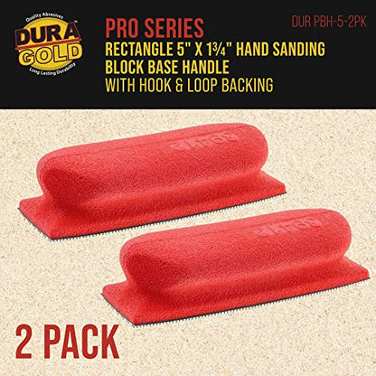Dura-Gold Rectangle 5" x 1-3/4" Hand Sanding Block Base Handle, Hook & Loop