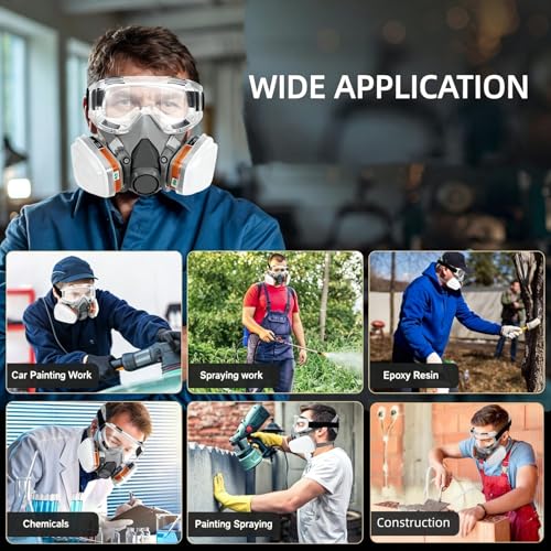 Reusable Half Face Respirator with Goggle for Paint, Epoxy Resin