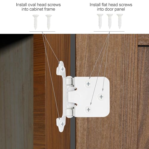 White Cabinet Hinges, 1/2” Overlay, 4 Pack - color: White, size: 1/2 Inch Overlay