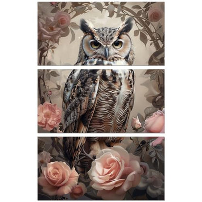 Peacoblue Vintage Owl Rub On Transfers for Furniture Craft 6"x12" - style: Vintage Owl