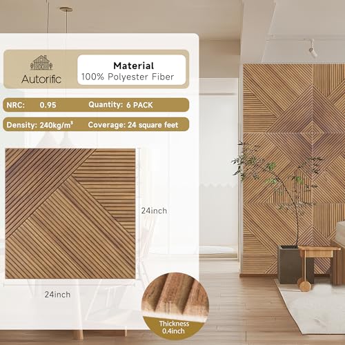Acoustic Wall Panels,6 Pack,23.6"x23.6",Soundproof Panels,Beech - color: Beech