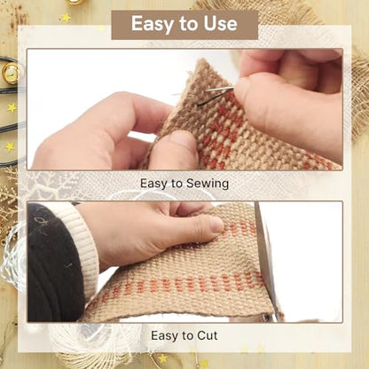3.5" 33 Yards Craft Jute Webbing Tape - color: Red and Brown, size: 3.5" x 33 Yards