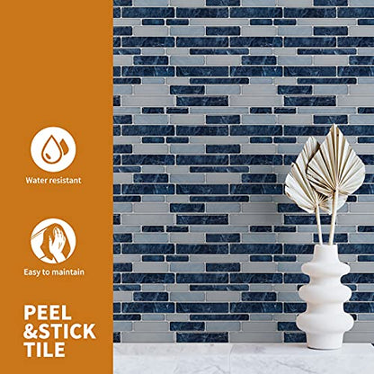 WOWSTAR 10-Sheet Peel and Stick Backsplash Tile for Kitchen Wall, Back Splash Stick On Tiles for Kitchen (12"x12", Dark Blue) - color: Dark Blue