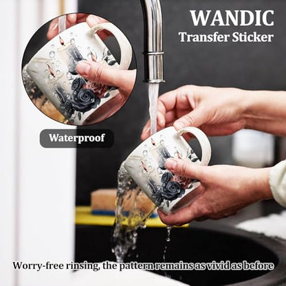WANDIC 3 Sheets Rub On Transfer Stickers Gothic Pattern Decals Waterproof Stickers Furniture Craft Decals for DIY Scrapbooking Photo Albums Furnitures,15 * 30cm - color: Gothic Theme