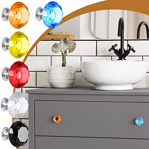 10 Pcs Colorful Crystal Knobs for Cabinets and Drawers, Classic Style