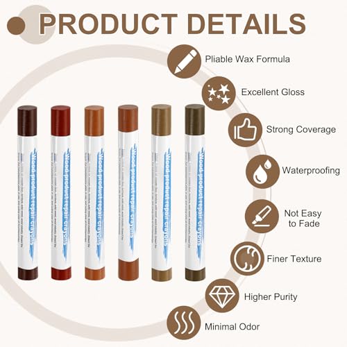 uxcell 12Pcs Wood Filler Sticks Kit, 12 Colors Brown & Red Oak Series - color: Brown Red Oak Series