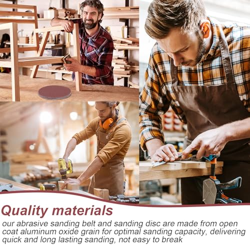 Blulu 44 Pieces 4 x 36 in Sanding Belts and 6 in Self-Adhesive Discs Set