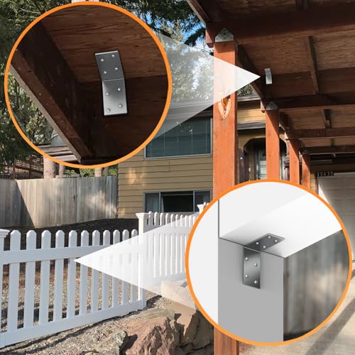 Yuleimy L Brackets for Wood, 3x3 Inch Galvanized Corner Braces, 8 PCS