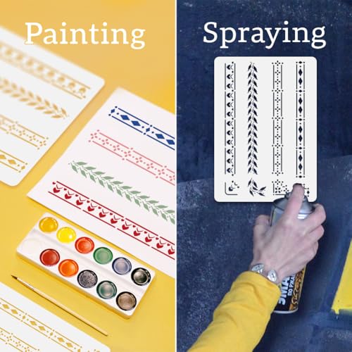 Border Stencil, Reusable Painting Template, DIY Home Decor - style: Border & Corners
