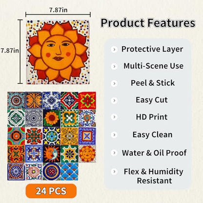24 PCS Peel and Stick PVC Tile Stickers Waterproof Removable - color: Style a, size: 8 x 8 Inch