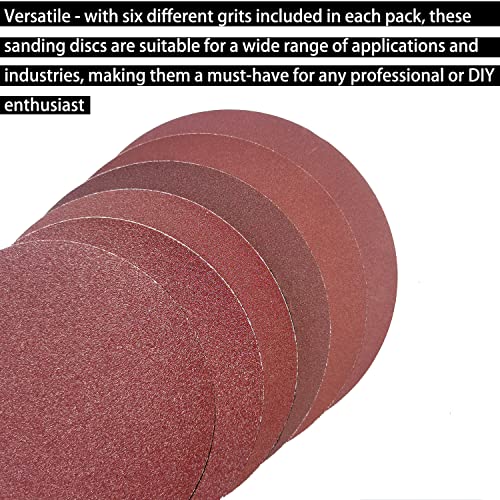 Premium 60 PCS 6" PSA Sanding Discs - 10 Each of 80 100 120 180 240 400 Grit - 6 Inch Self Adhesive Stickyback Sandpaper Discs for DA Sander, Sand Automotive Car Paint, Woodworking Wood, Metal