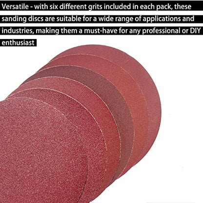 Premium 60 PCS 6" PSA Sanding Discs - 10 Each of 80 100 120 180 240 400 Grit - 6 Inch Self Adhesive Stickyback Sandpaper Discs for DA Sander, Sand Automotive Car Paint, Woodworking Wood, Metal