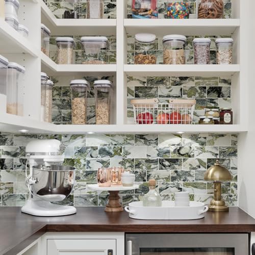 Vamos Tile 100-Pack Peel and Stick Backsplash Tile,3" x 6" Subway Tile - color: Ice Green