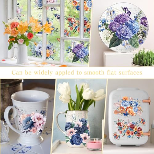 6 Pcs Blooming Floral Rub-On Transfers for Furniture & Crafts, 8 x 12 Inch - style: Blooming Floral