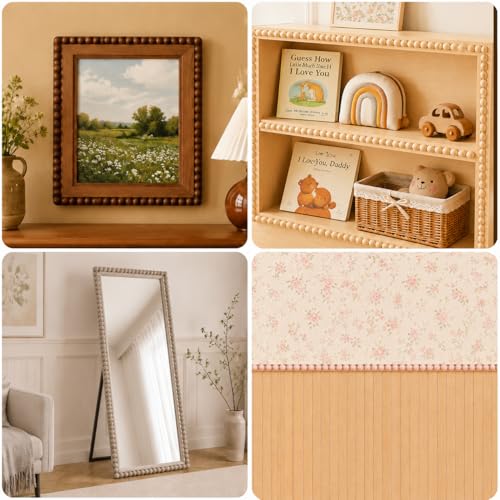 18-Pack 15.75 Inch Unfinished Beaded Wood Trim Molding (Wide 18mm) - size: 18mm