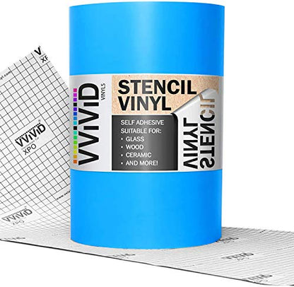 VViViD Blue Stencil Vinyl Masking Film with Anti-Bleed Technology (12" x 6ft) - size: 12" x 6ft