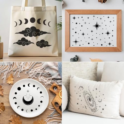 Large Star Stencils for Painting on Wood Wall Reusable Templates for Crafts - style: Fantastical starry sky