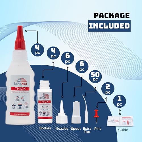 16 oz. Thick CA Glue for Woodworking, Premium Super Glue Kit for Wood Turning with Extra Bottles, Anti Clog Caps, Microtips, Thick Viscosity Cyanoacrylate for Plastic, DIY, Craft, Hobby, etc - size: 16 oz, style: THICK
