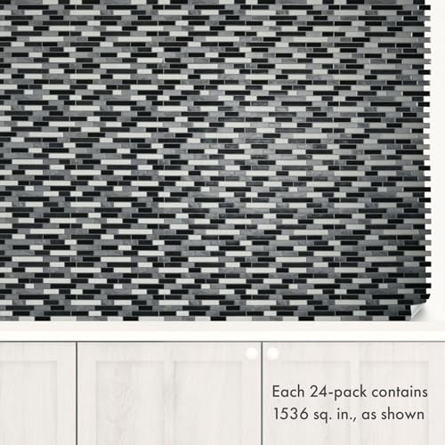 Main Street Peel & Stick Wallpaper Tiles, Black & White Marble, 24-Pack