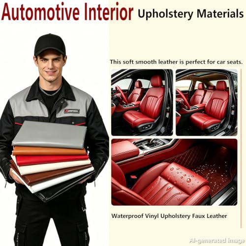 Picheng Vinyl Uholstery Faux Leather: 54" x 72" Soft Durable Marine Vinyl - color: Classic Red, size: 2Yard（54"x72"）