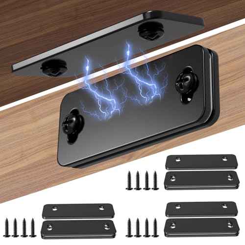 Ultra Thin Cabinet Door Magnets Catch,Magnetic Door Catch,Cabinet Latch Magnetic Closures for Kitchen Closet and Cupboard Wardrobe (Black Magnetic 4P)