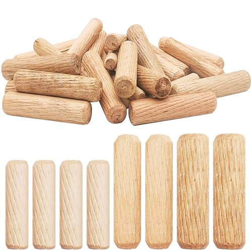 30Pcs Assorted Wooden Dowel Pins,M8 M10 M12 Fluted Hardwood Grooved Plugs for Furniture Woodworking, DIY Crafts Carpentry - size: 3 Sizes(M8 M10 M12)