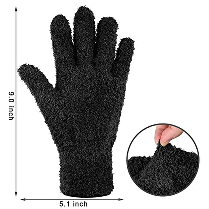 Bencailor 6 Pairs Microfiber Dusting Cleaning Gloves, Medium, Black - color: Black, size: Medium