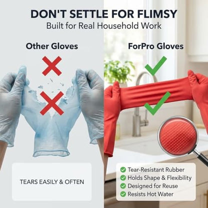 ForPro Premium Natural Rubber Gloves, 6-Pair, Medium, Wild Cherry - color: Wild Cherry, size: Medium