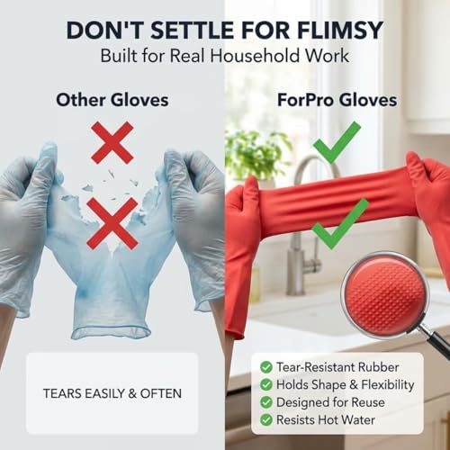 ForPro Premium Natural Rubber Gloves, 6-Pair, X-Large, Wild Cherry - color: Wild Cherry, size: X-Large