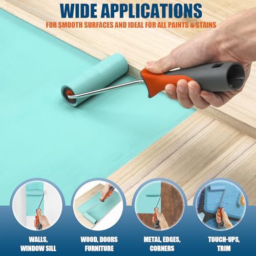 11 Pack 4" High Density Foam Paint Roller Kit for Smooth & Precision Finish