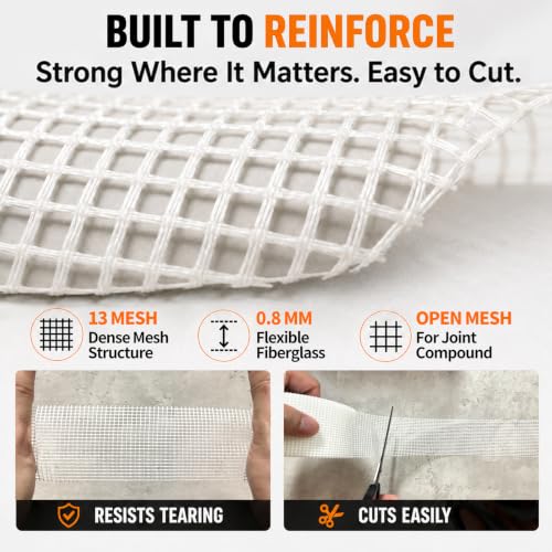 2 Rolls Fiberglass Drywall Mesh Tape, 2in x 100ft Each, Self-Adhesive Hold