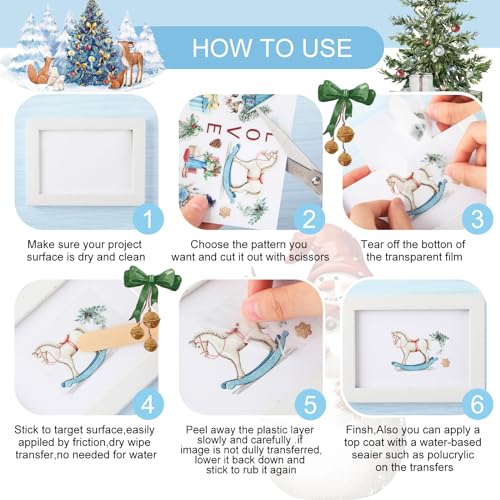 BBTO 12 Sheets Christmas Rub on Transfers for Crafts, Bright - style: Bright