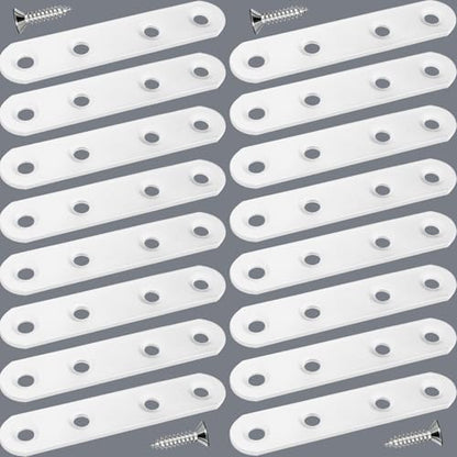 16 Pack White Flat Brackets 3 inch Straight Brace - color: White, size: 16 Pcs / 3 x 0.63 in