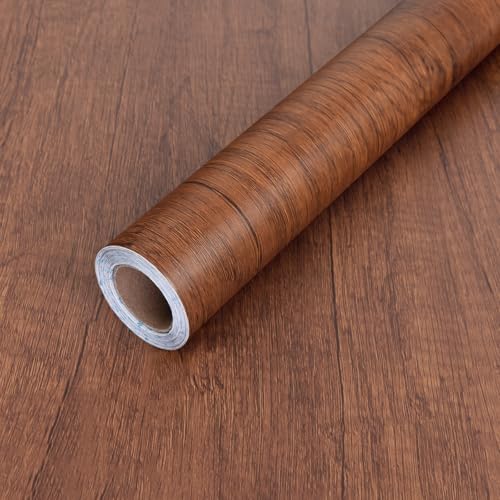 Wood Grain Contact Paper Peel and Stick Wallpaper for Cabinets Furniture - color: Reddish Brown, size: 17.7" x 393"