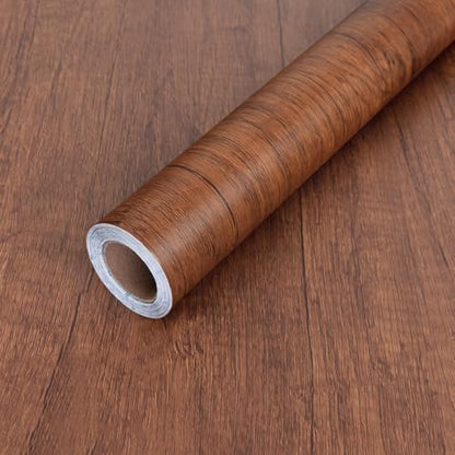 Wood Grain Contact Paper Peel and Stick Wallpaper for Cabinets Furniture - color: Reddish Brown, size: 17.7" x 216"