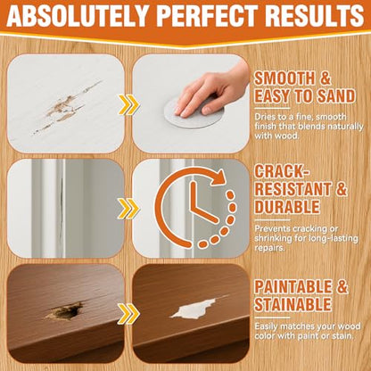 Wood Repair Kit, 7.76 oz Paintable Wood Filler Putty for Furniture DIY