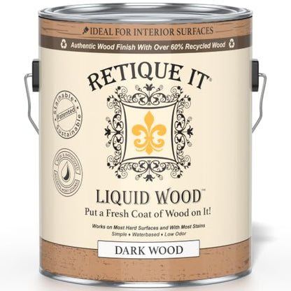 Retique It Liquid Wood - Real Wood Coating (Gallon/Dark) - color: 3 Dark Wood, size: 128 Fl Oz (Pack of 1)