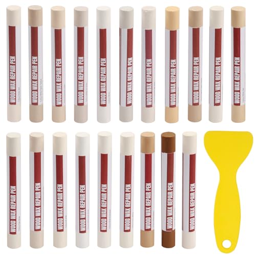 Wood Filler Sticks, 20 Colors Wood Repair Wax Crayons with Scraper, Wood Touch Up Markers for Repairing Scratches, Cracks, Holes in Cabinets, Floors, Tables and Doors[White Series] - color: White Series