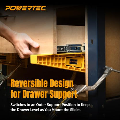 POWERTEC Drawer Slide Jig Set – Drawer Slide Installation Tool for Cabinets Desks Dressers Kitchen Drawers and Woodworking Projects – Supports Framed & Frameless Cabinets (72349) - style: Drawer Slide Jig Set