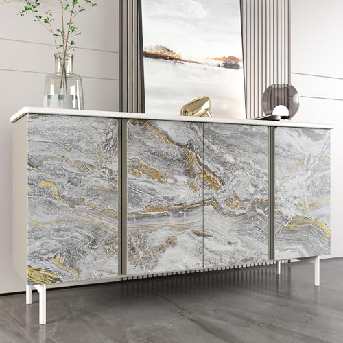 VEELIKE 32''x354'' Wide Matte Grey Gold Liquid Marble Countertop Contact Paper Waterproof Kitchen Countertop Peel and Stick Marble Wallpaper Peel and Stick Countertop Vinyl for Bathroom Table Walls - size: 32" x 354"