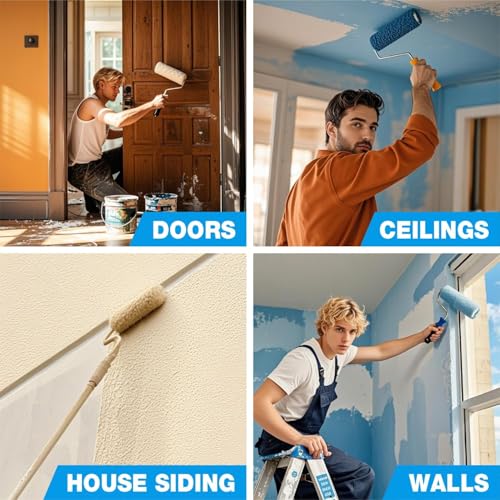 9 Inch Microfiber Paint Roller Covers, 1/2" Nap, 3-Pack - size: 3 PCS, 9"