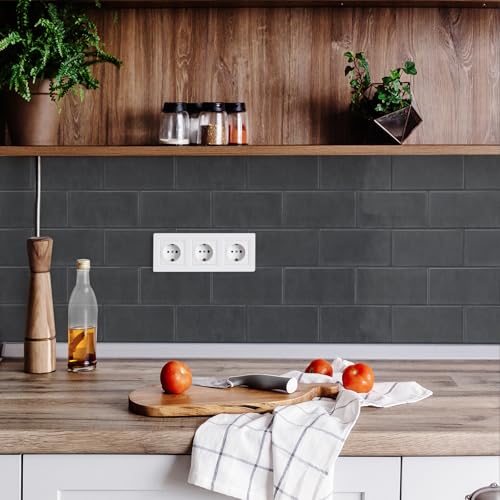 STICKGOO 10-Sheet Backsplash Peel and Stick Subway Tile(Thicker Design) - color: Taroudant Black