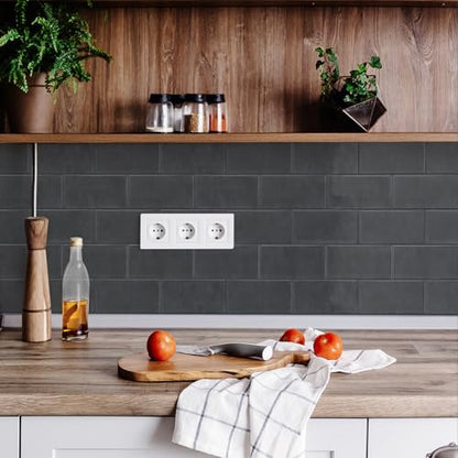 STICKGOO 10-Sheet Backsplash Peel and Stick Subway Tile(Thicker Design) - color: Taroudant Black