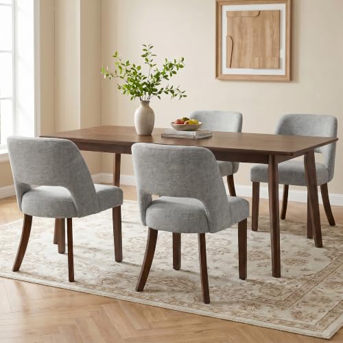 Usaint Upholstered Dining Chairs Set of 4, Modern Fabric Kitchen Chairs - color: Grey
