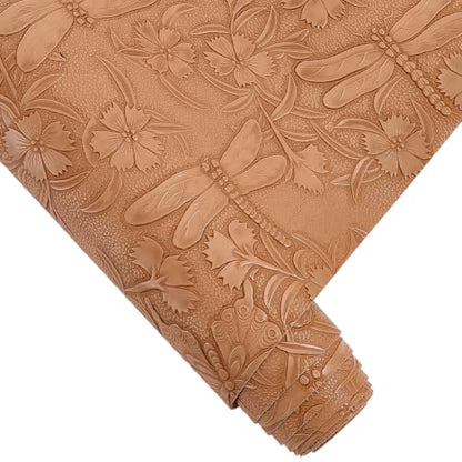 54 x 12 Inch Butterfly Embossed PU Leather Roll Fabric Flower Floral Textured Faux Leather Sheets Synthetic Earrings Purses Making Leatherette for Keychains Wallet Sewing DIY Projects - color: Peru